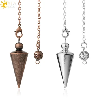 CSJA Cone Metal Pendulum for Wicca Antique Copper Gold-color Spiritual Pendulo Radiestesia Healing Pendule Hot Sale Jewelry G336
