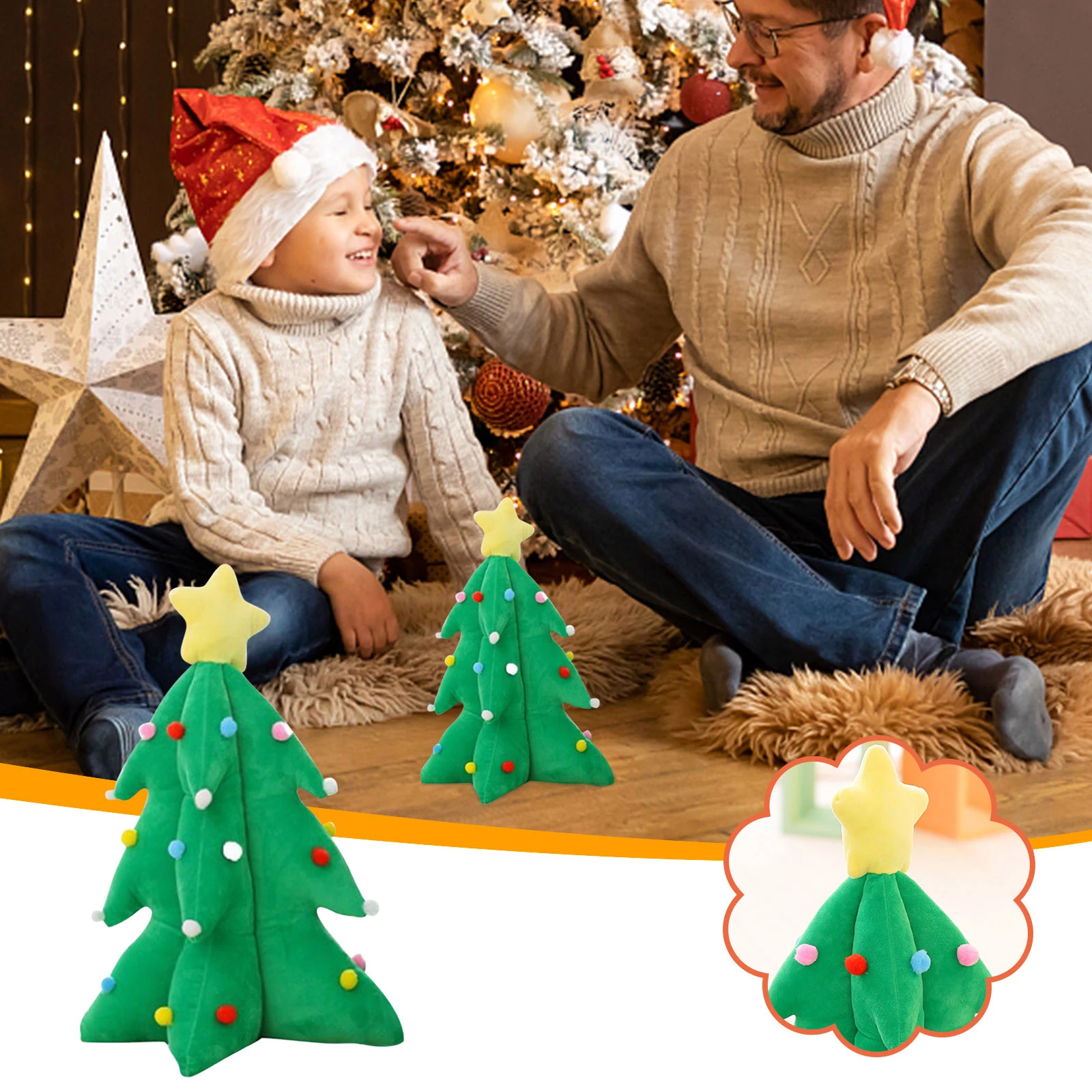 Decoraciones navideñas con luces musicales para niños, almohada de felpa brillante para árbol de Navidad, decoración para el hogar, de navidad|Juguetes de peluche electrónicos| - AliExpress