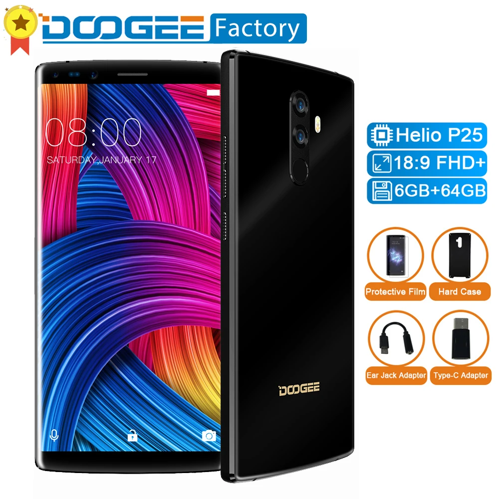 Doogee Mix 2 восьмиядерный смартфон 4 камеры 5 99 &quotFHD + 18:9 экран мобильный телефон 6 ГБ 64