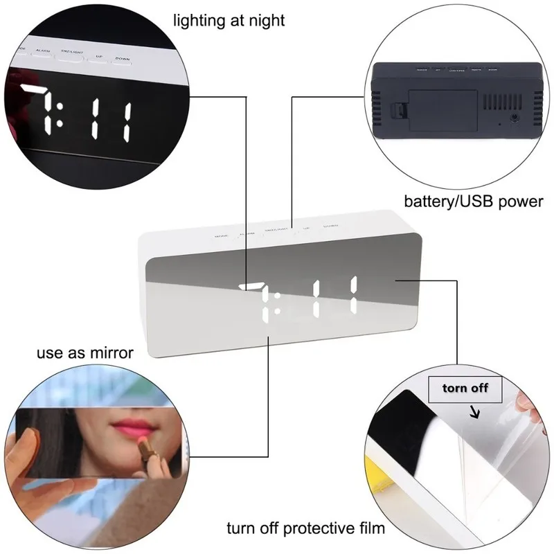 JULY'S SONG Digital Mirror Despertador LED Alarm Clock Thermometer Clock Electronic Table Clock Mul