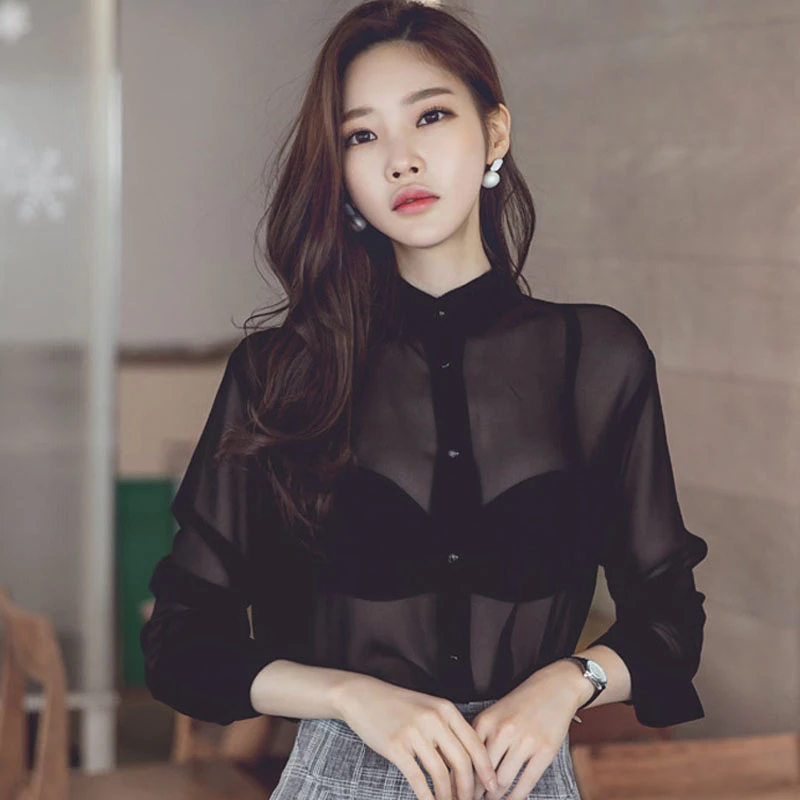 transparent black blouse