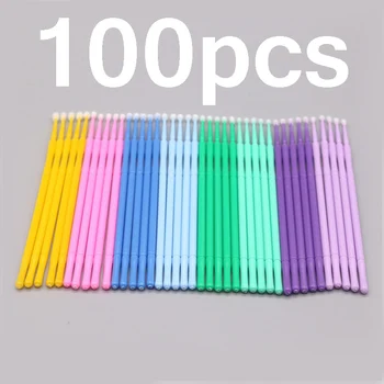 

100PCS Disposable Colorful Cotton Swabs MicroBrush Eyelashes Extension Cleaning Swab Cosmetic Tool