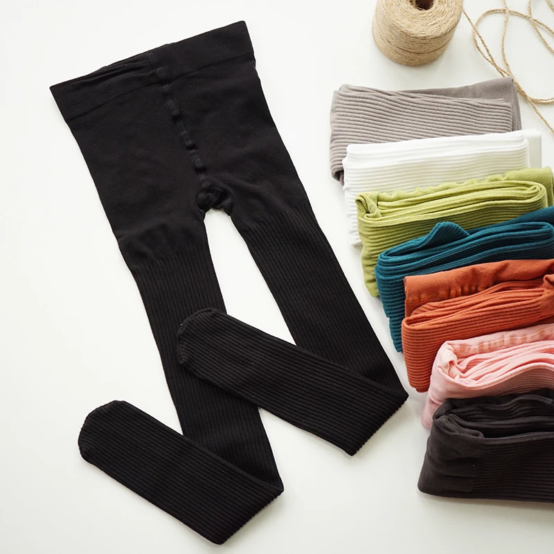 Spring Children's Pantyhose Thin 80's Cotton Knitted Dancing Pinstripe Semi Transparent Kid Tights Multicolor Stockings