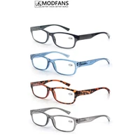 Reading Glasses Men Women Rectangle Durable Frame Readers Flexible Spring Hinge Clear View Magnification Strength +0.5 to +5.0 1