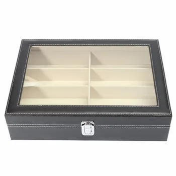 

HOT Practical Design 8 Grids Sunglasses Storage Case Luxury PU Leather Men Women Sunglasses Shop Display Box Case Dropshipping