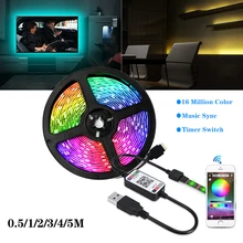 5V Usb Bluetooth Led Strip 5050 30Leds/M Rgb Led Streep Muziek Remote Wifi App Controle Tv backlight Flexibele Led Licht Waterdicht