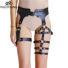 Fullyoung, панковские женские кожаные ремни, пояс для подтяжек, сексуальные подвязки, бандаж, пояс для ног, женское нижнее белье