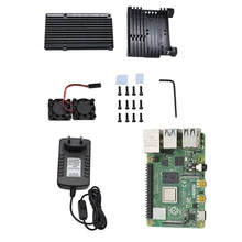 Для Raspberry Pi 4 Модель B 4G ram DIY Kit с алюминиевым ЧПУ сплав защитный чехол охлаждения двойной вентилятор 5 в 3A адаптер питания