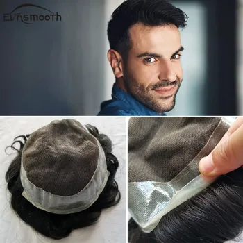 

Evasmooth Lace And Pu Front Wig Men Toupee Human Hair Wigs Capillary Prosthesis Man Natural Hairline Remy Hair Replacement Wigs