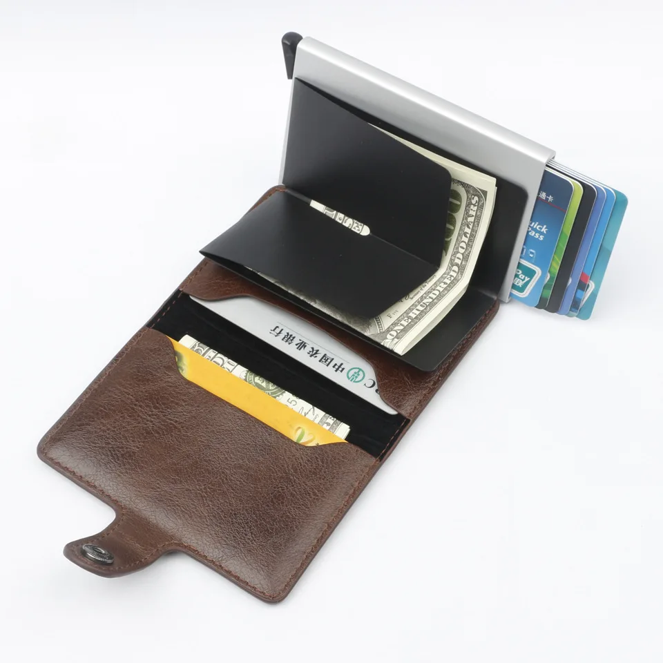 Men And Women Automatic Wallet Aluminum Alloy Card Case Anti-Degaussing Anti-Theft RFID Aluminum Bank Credit Card