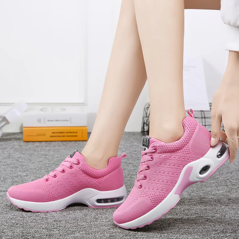

2019 Shock Absorption Breathable Large Size Fly Woven Athletic Shoes Men's Korean-style Students Women's Running Shoes Couples T