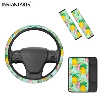 

INSTANTARTS Cartoon Fruit Pattern Center Console Armrest Pad Seat Belt Covers Steering Wheel Package Accessories Stain Resistant