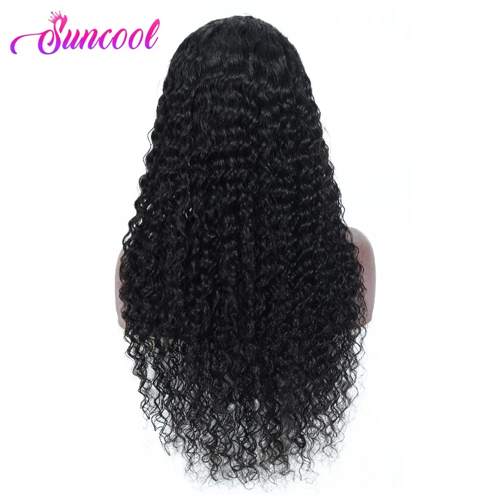 Perucas do Cabelo Humano da Parte Dianteira do Laço da Onda Frontal do Laço Arrancadas com Cabelo do Bebê Suncool Profunda Malaia Humano 360 Peruca Pré 13x 4 - 13x6 2 Apliques e perucas