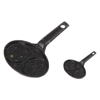 

1PCS Dollhouse Miniature Mini Double Hole Frying Pan Model Kitchen Accessories New