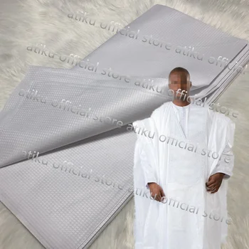 

5 yards per piece good quality cotton Atiku White color brocade atiku for men garment