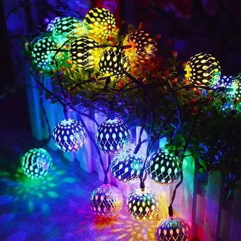 

Lights String Hollow Morocco Ball Christmas Lights Led Iron Ball Battery Lamp Romantic Room Decoration