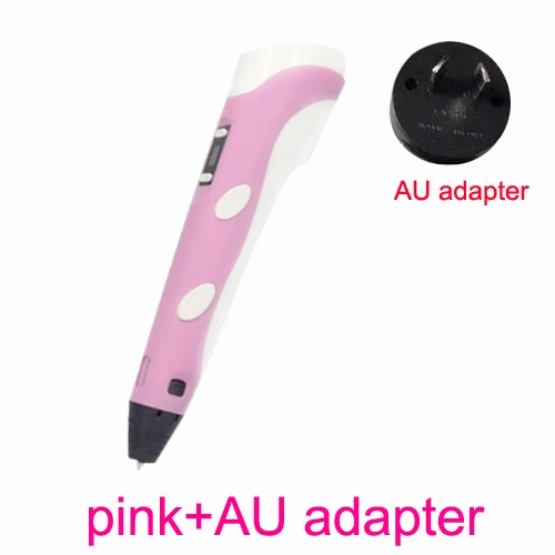 Ручка для рисования 3D Ручка Регулируемая детская обучающая DIY игрушки светодиодный экран ABS нить креативная игрушка подарок для детская живопись - Цвет: pink-AU adapter