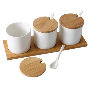 

3Pcs/Set Spice Jar Nordic Marble Pattern Ceramic Salt Sugar Pepper Shaker Seasoning Box Kitchen Accessories Storage Bottle Rack