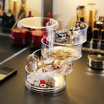 

360 Degree Rotation Transparent Acrylic Cosmetics Storage Box Fashion Spin Multi-function Detachable Makeup Beauty Organizer