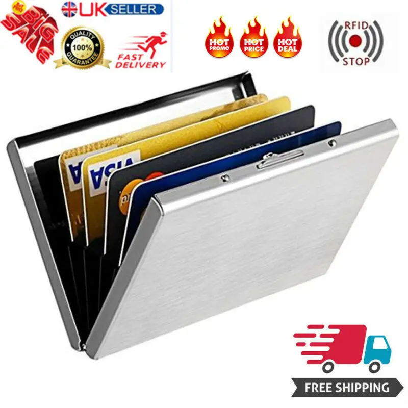 De acero inoxidable de la tarjeta de crédito titular hombres Slim Anti proteger viajes tarjetero ID mujeres Rfid cartera Metal caso Porte carta