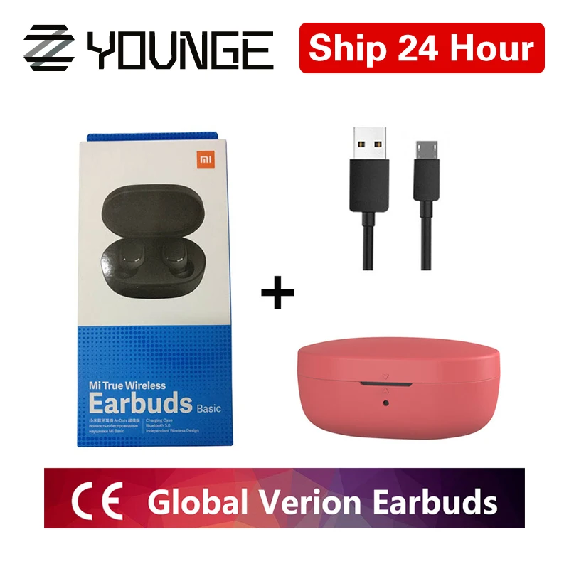 redmi red case Xiaomi redmi airdots TWS Bluetooth 5,0 наушники стерео беспроводной шумоподавление с микрофоном Handsfree Наушники управление AI - Цвет: redmi red case