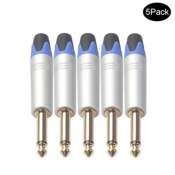 

5pcs 6.35mm Mono Jack Male Plug Connector DIY Welding Plug For Microphone Durable