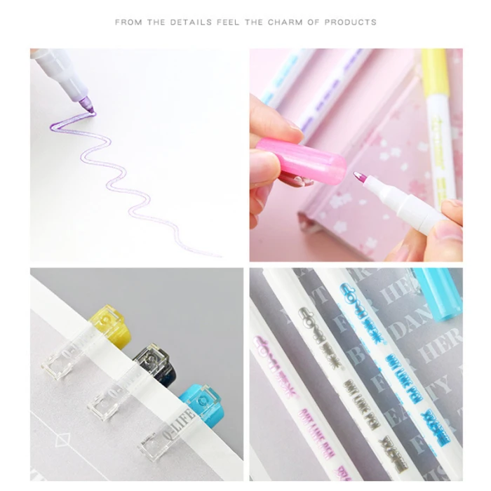 8Pcs/Set Double Liner Outline Pen Writing Drawing Pens Stationery PAK55