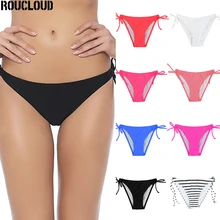 Женские однотонные Купальные Плавки бикини Летняя Сексуальная купальная одежда купальник на завязках для девочек боковые палавательные трусики на низкой талии трусы Tongs B612