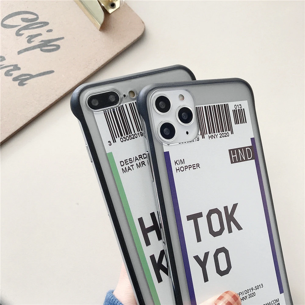 Ins US City Label Bar code Phone Case For iPhone 11 Pro Xs MAX XR X 6 s 7 8 plus Simple letter new York Clear silicon Cover Capa