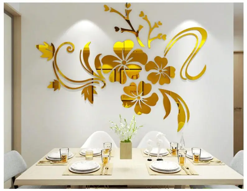 

3D flower mirror wall sticker home decor acrylic sticker