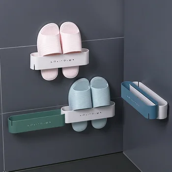 

Wall Mount Slippers Hanging Shelf Holder Storage Rack Foldable Shoes Rack Double-layer Slippers Rack Shoes Organizer Domestic