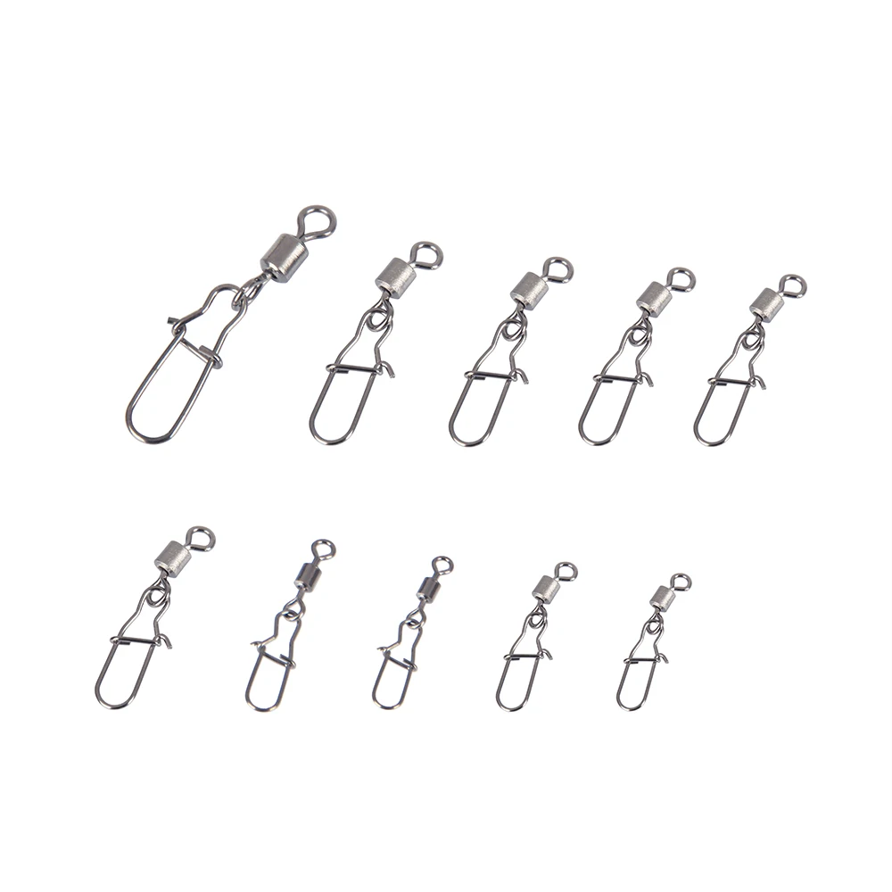 100pcs/set1# 2# 3# 4# 6# 7# 8# 10# 12#High Carbon Steel Fishing Connector Bearing Rolling Swivel Enhanced Pin Lure Tackle