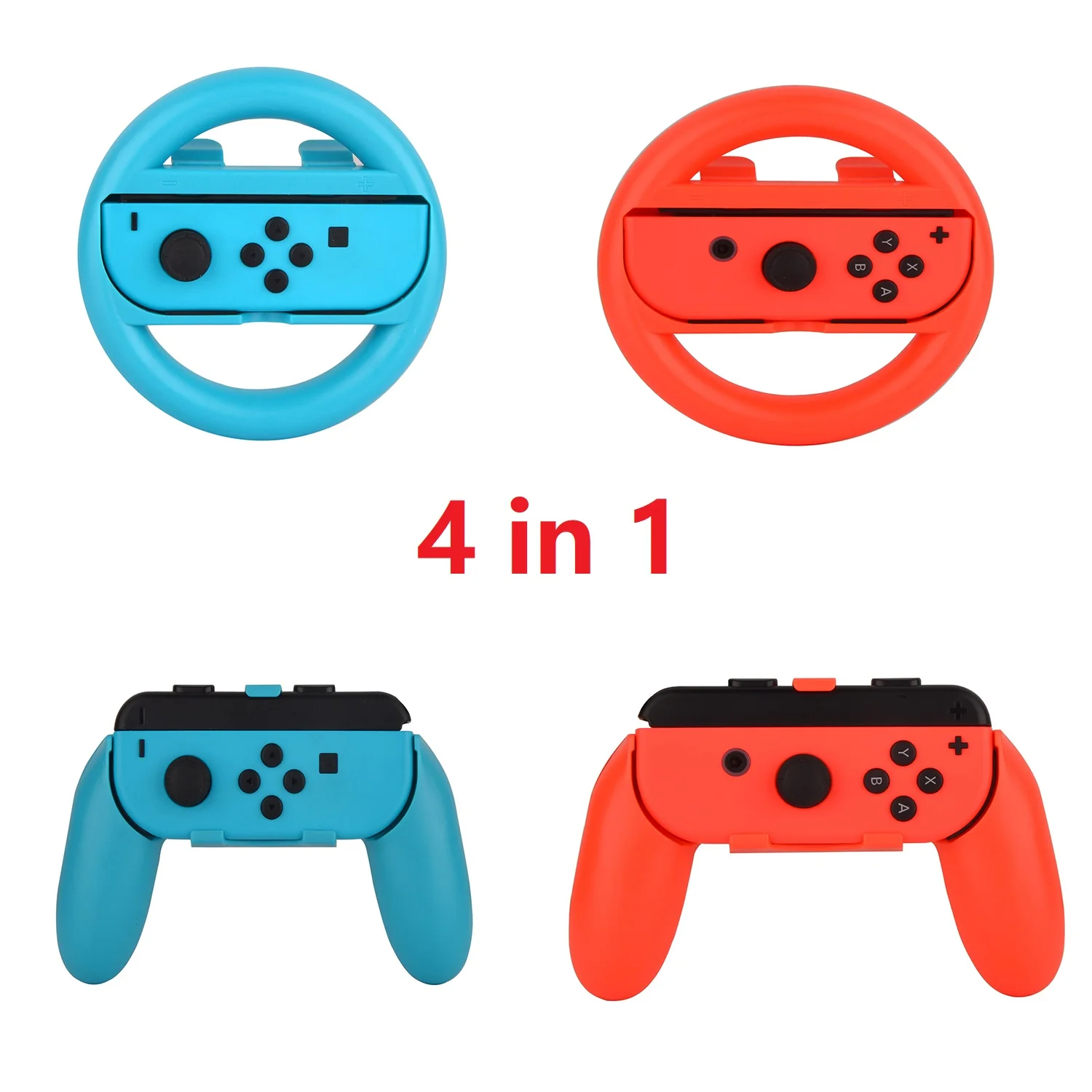 4Pcs Left&Right Game Steering Wheel Controller Handle Holder Grip For Nintendo Switch OLED JoyCon Controller Gamepad Accessories - ANKUX Tech Co., Ltd