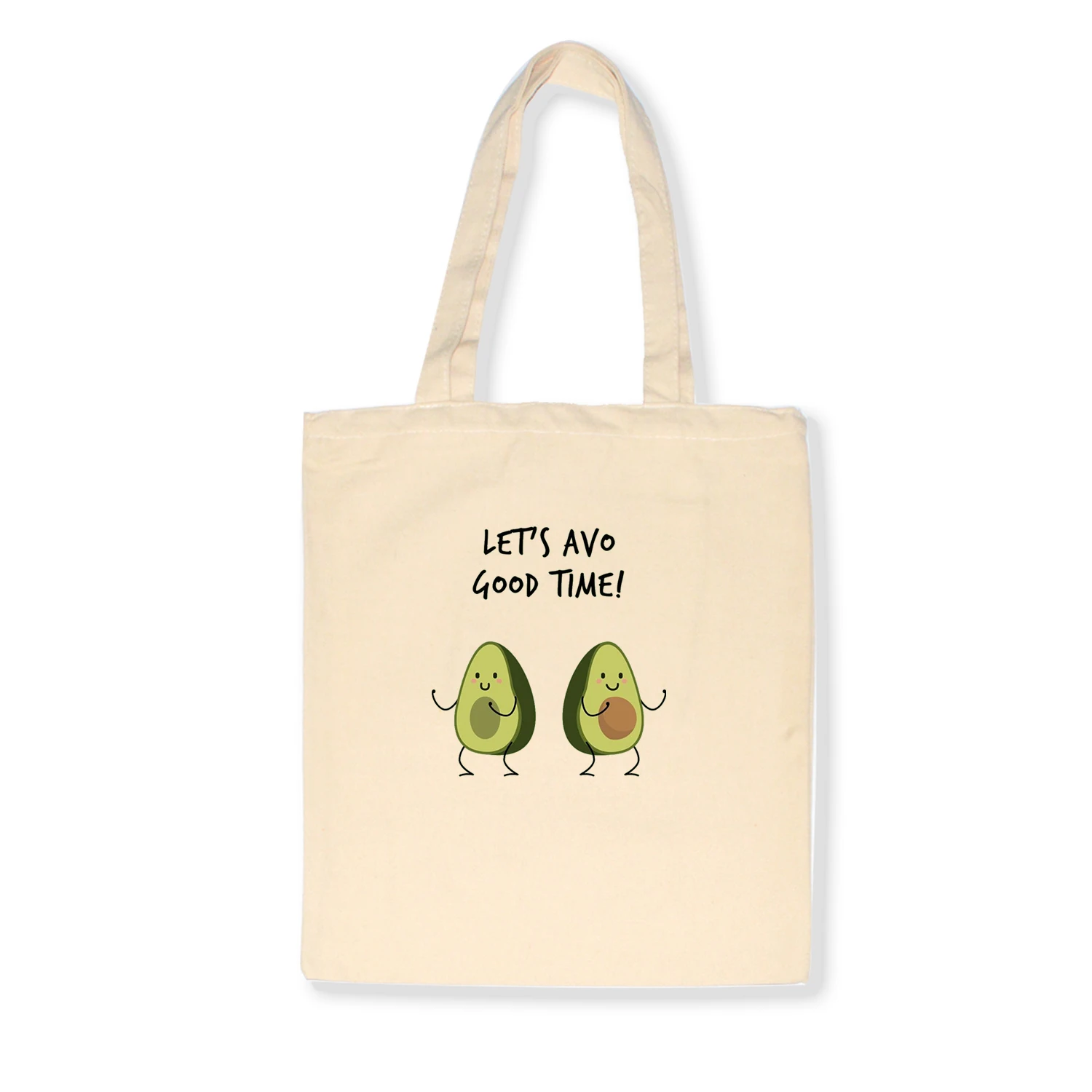 Милая многоразовая сумка для покупок с принтом авокадо, женские холщовые сумки-тоут, эко-сумка с принтом, Мультяшные сумки через плечо - Цвет: E76BEIGE