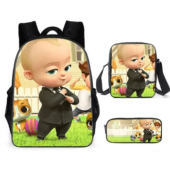 

Kawaii Boss Baby Print Children Backpack Set Back to School Gift Anime Kds Book Bag Boy and Girl Daypack Wholesale