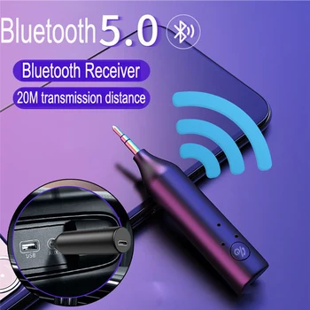 

Bluetooth 5.0 Music Audio Receiver Mini 3.5mm Jack Wireless AUX Adapter for Speaker Headphone Car TV with Handsfree