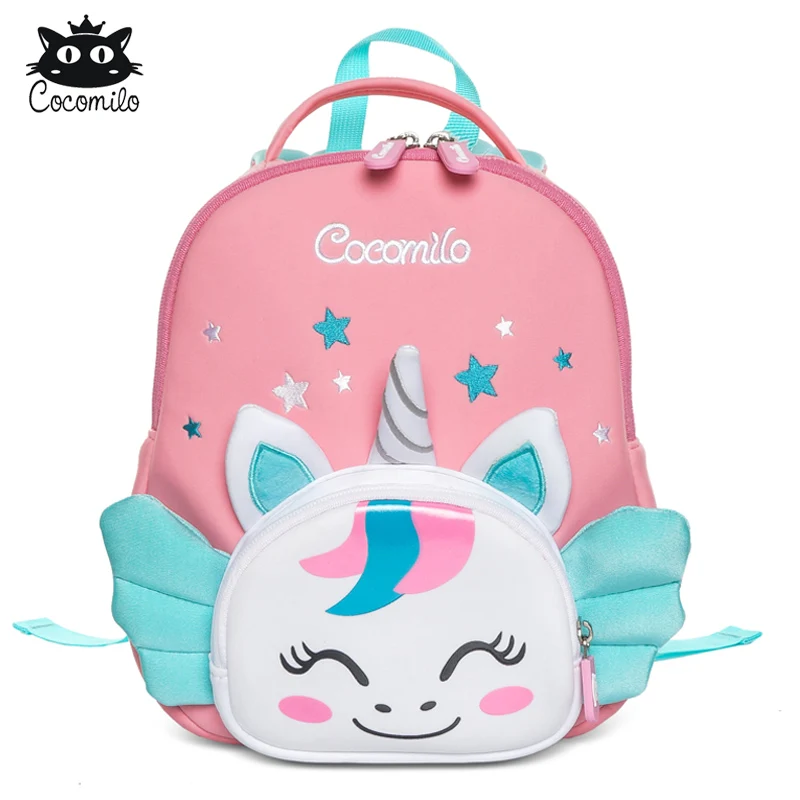 Cocomilo 3D мультфильм Единорог детская школьная сумка Kawaii мягкий Розовый Единорог милый детский рюкзак для детского сада Детская сумка Детский подарок - Цвет: B