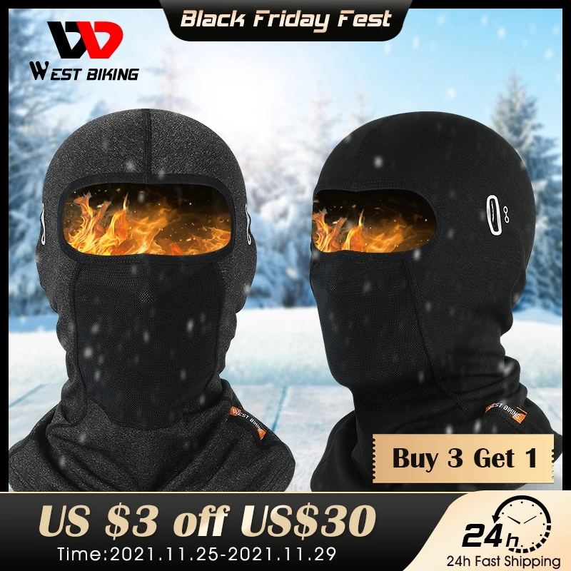 WEST BIKING Winter Warm Cycling Cap MTB Road Bike Balaclava Neck Sport Scarf Outdoor Ski Motorcycle Running Headwear Bicycle Hat | Спорт и
