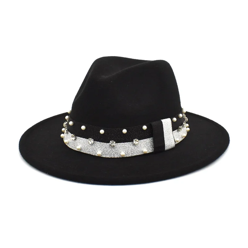 Women Summer Fedora Hat Wide Brim Felt 