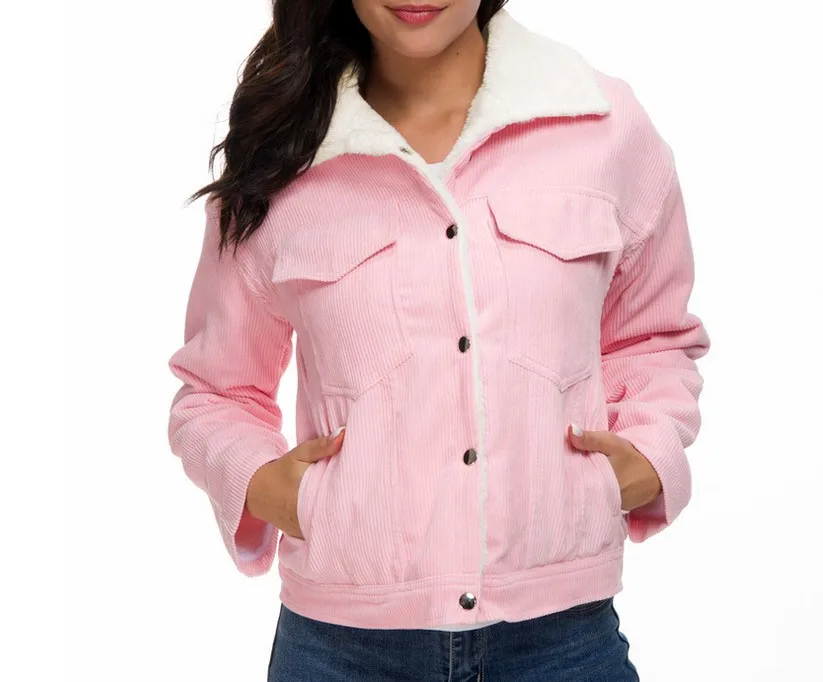 As photo shows Женская зимняя куртка, толстая меховая подкладка, пальто, парки, модная подкладка из искусственного меха, Вельветовая куртка-бомбер, милая верхняя одежда, Casaco Feminino - Цвет: As photo shows