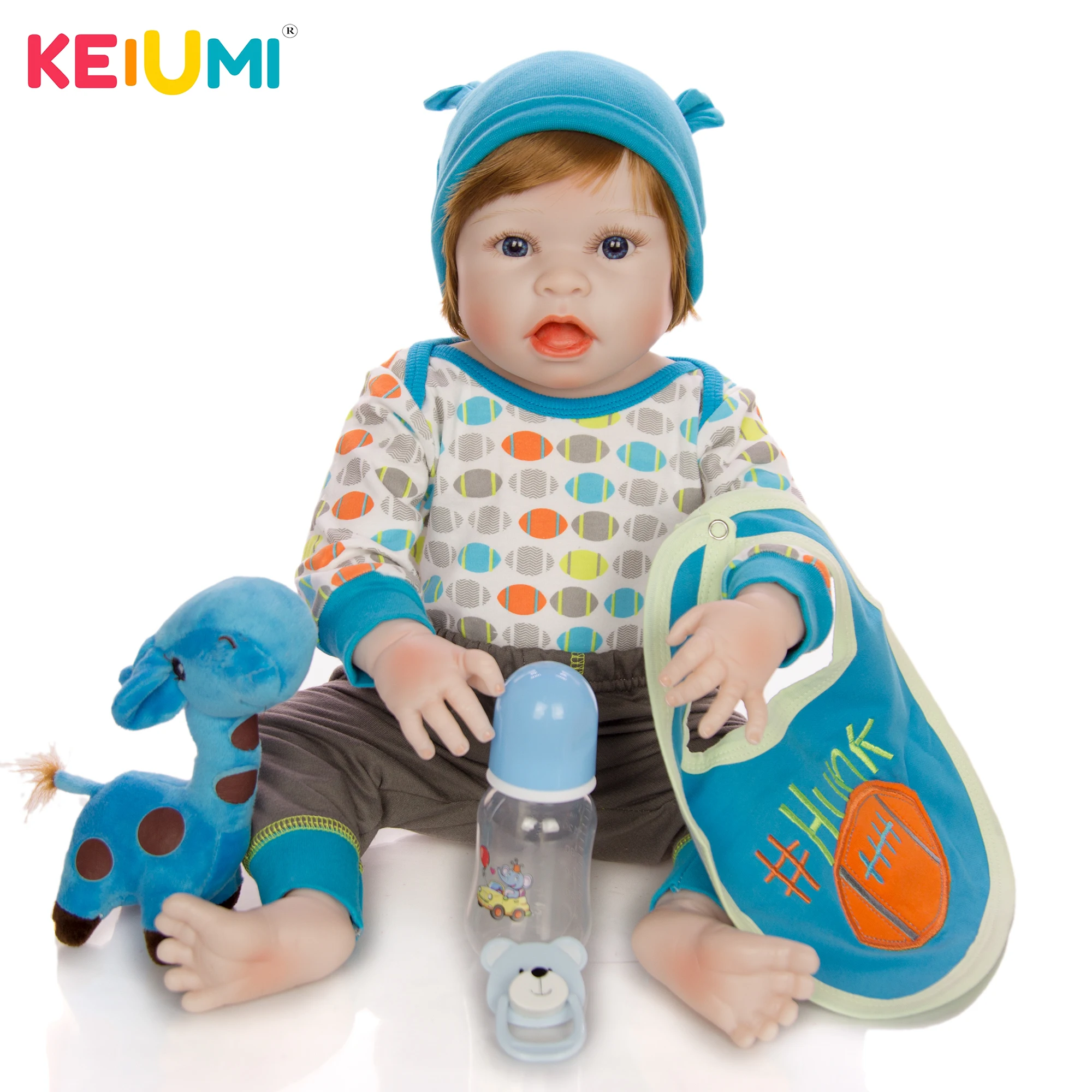 KEIUMI Reborn Menino 2" 57 см полная силиконовая кукла-младенец, мальчик спортивный стиль Reborn кукла для детей подарок на день рождения