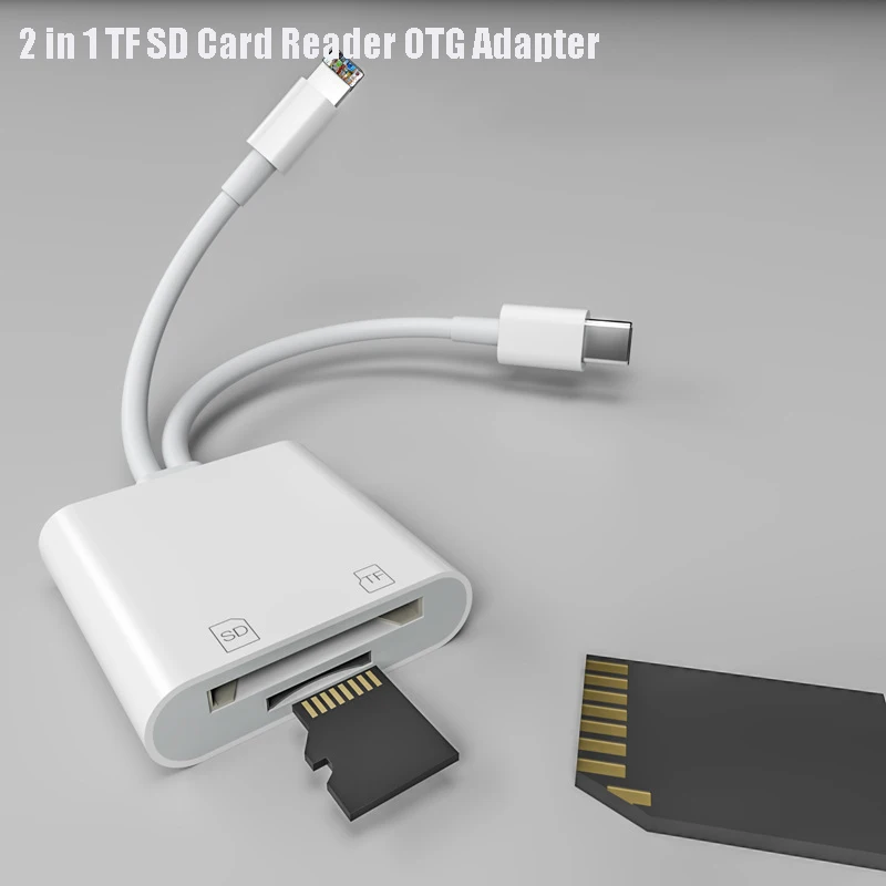 OTG USB Camera TF SD Card Reader Adapter for Lightning to Micro SD Card Reader IOS14 Converter for Huawei Macbook Type C