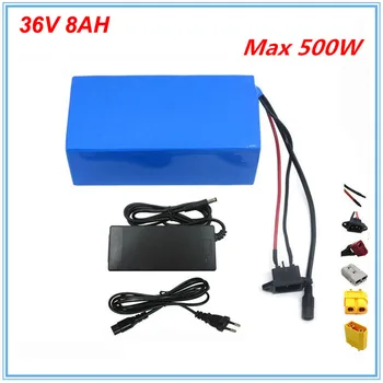 

500W 36V 8AH Battery 36 Volt Electric Bicycle ebike Lithium Battery with PVC case 15A BMS 42V 2A charger Free Shipping