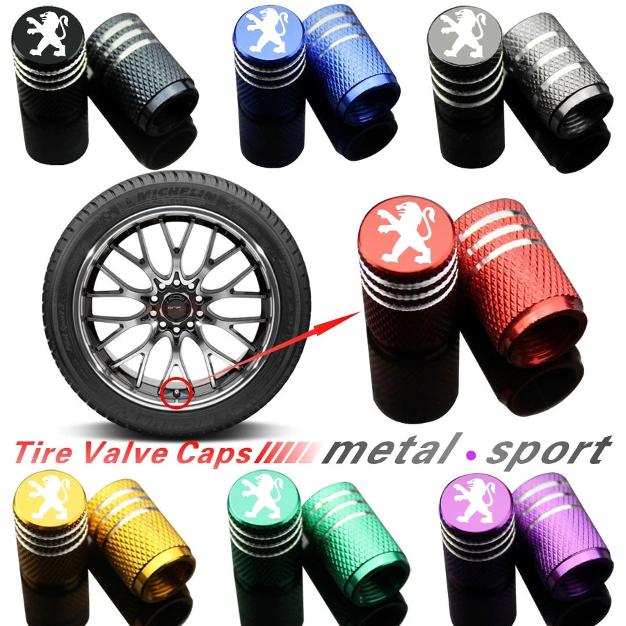 

4pcs car styling wheel tire parts valve stem plugs cover For Peugeots 206 207 208 306 307 308 407 408 508 2008 3008 Accessories