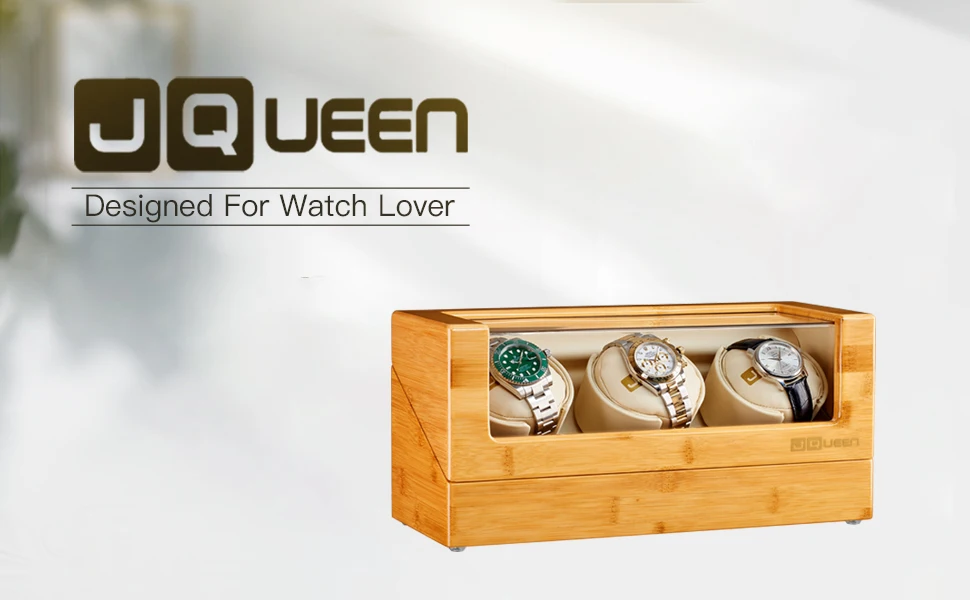 JQUEEN бамбуковые деревянные автоматические часы Winder 3+ 0 Деревянный чехол для хранения, коробка для механических часов