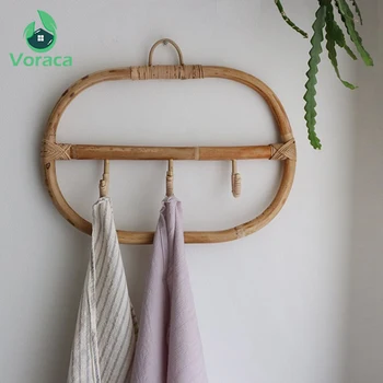 

1PC Large Rattan Wall Hooks Clothes Hat Hanging Hook Crochet Cloth Holder Nordic Vintage Cloth Holder Decor for Home Decor
