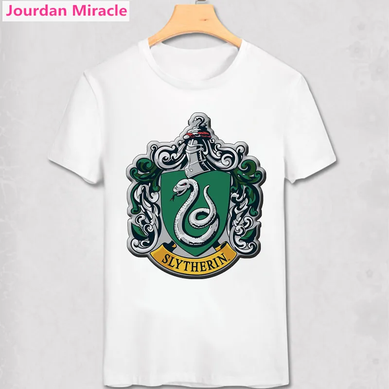 men-Slytherin Футболка с логотипом Хогвартс Гриффиндор Рейвенкло хаффлпуф Слизерин магические школы значок искусство Поттер футболка - Цвет: men-Slytherin
