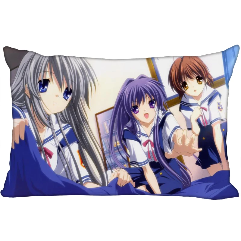 Горячая CLANNAD печатных атласные Наволочки две стороны Стандартный шелк мягкий прямоугольник на молнии наволочка больше размер Пользовательский логотип - Цвет: 15