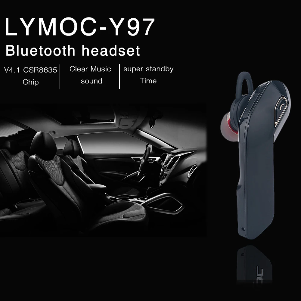Lymoc Y97 Bluetooth гарнитуры беспроводные наушники Handfree наушники HD микрофон бизнес драйвер Спорт езда музыка для iPhone XiaoMi