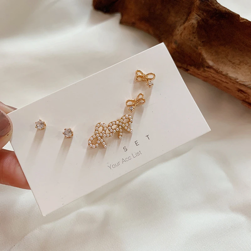 Корейские серьги 6 шт./компл. серьги-гвоздики из искусственного жемчуга Стразы с